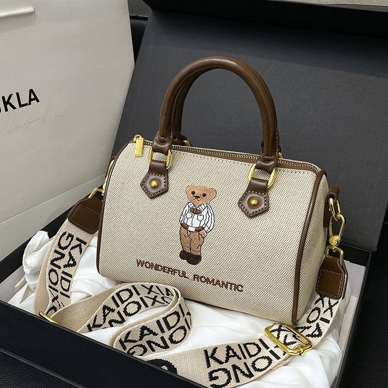 Modern Bear Embroidered Handbag