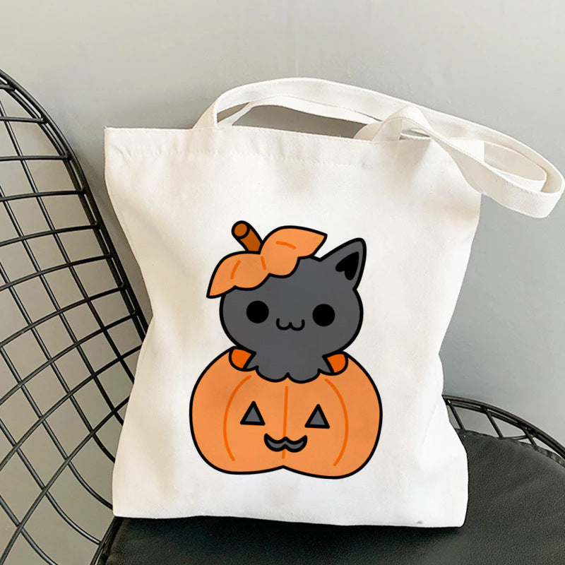 Pumpkin Cat Women’s Halloween Tote Bag