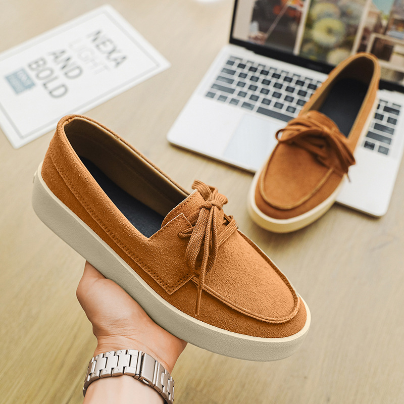 Men's Clean Low-Profile Lace-Up Moccasin Loafers