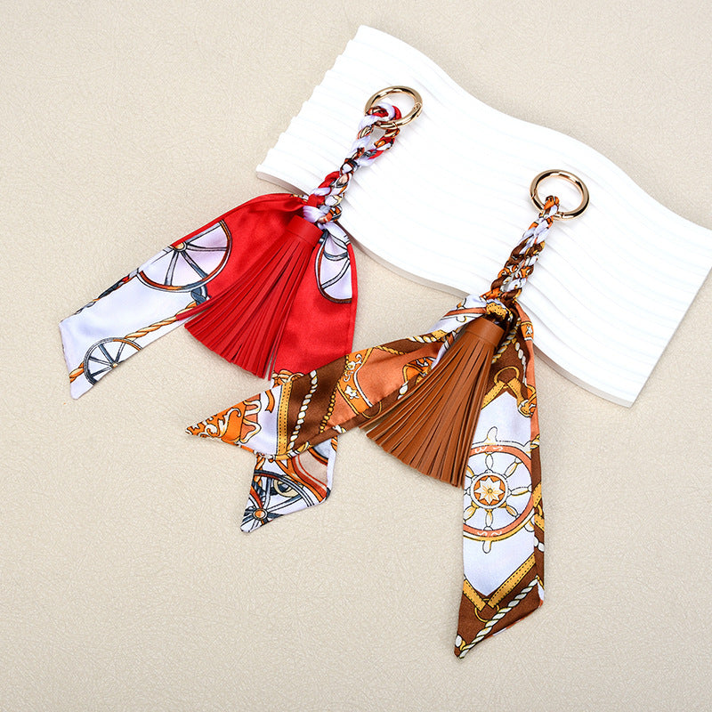 Leather Bow Tassel Bag Charm