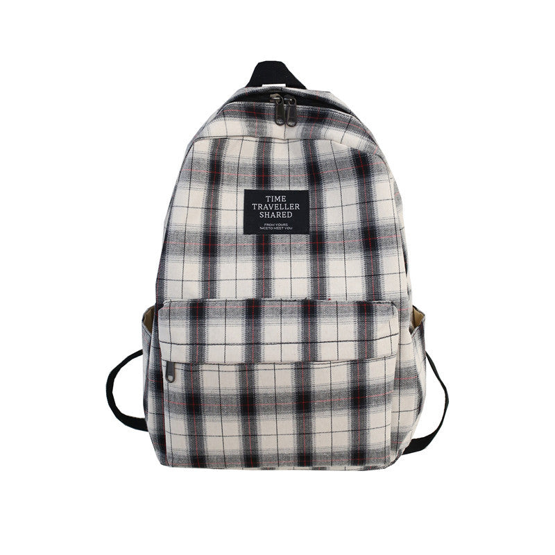 Plaid Canvas Casual School Backpack