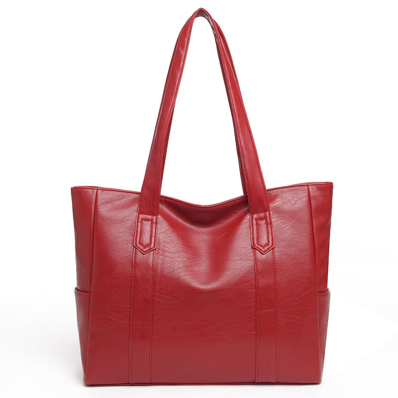 Soft Leather Texture Large Casual Tote Bag