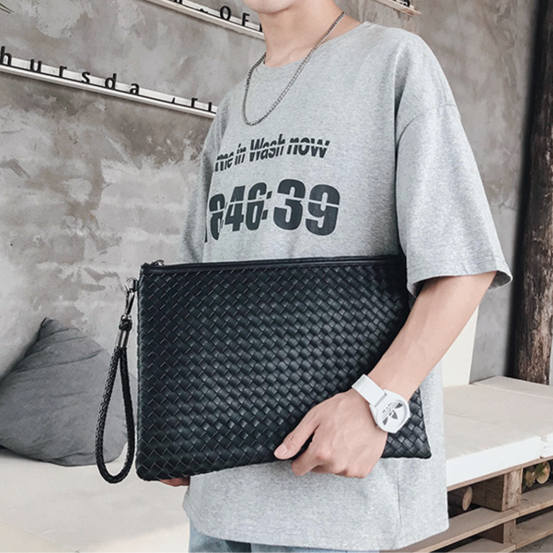 Trendy  Hand-Woven PU Leather Laptop Sleeve