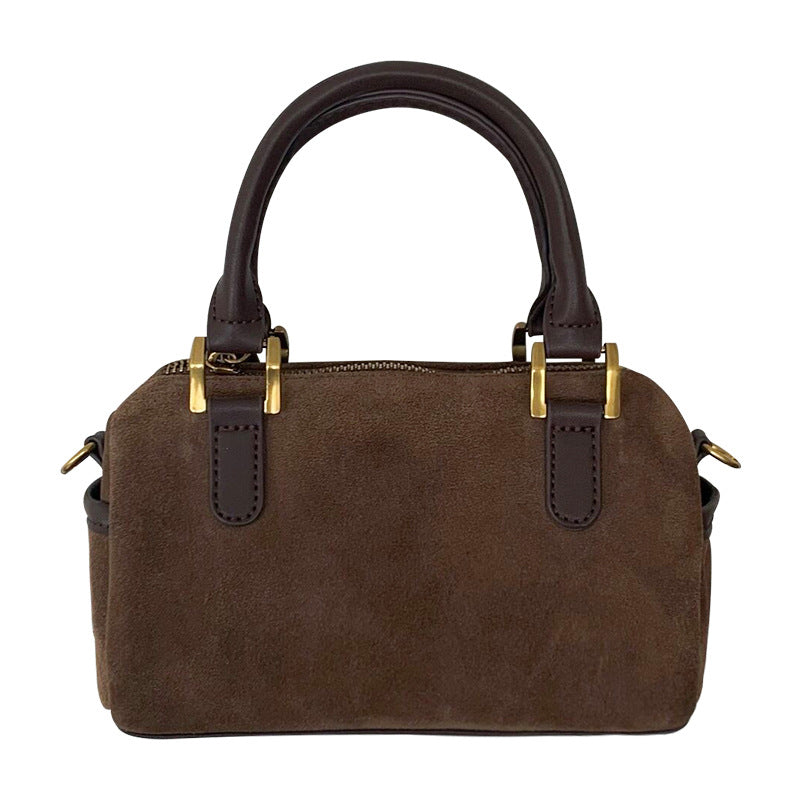 Retro Suede  Boston Shoulder Bag