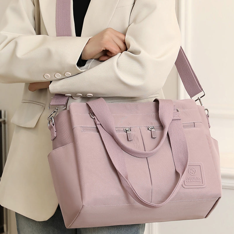 Minimal Shoulder Bag with Zip Pockets