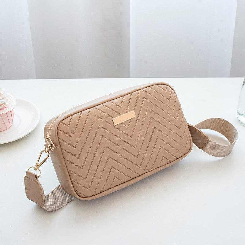 Wave Pattern Embroidered  Camera Crossbody Bag