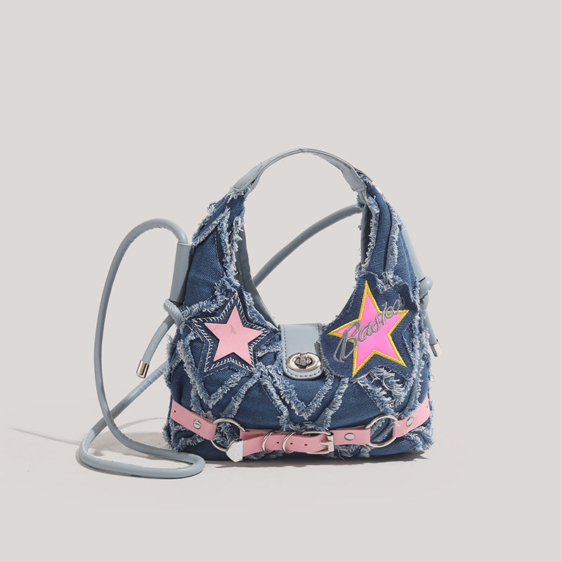 Women’s Crescent Moon Denim Handbag