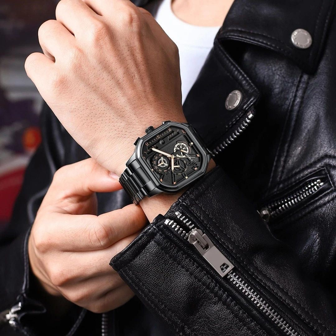 Angular Luminous Steel Watch