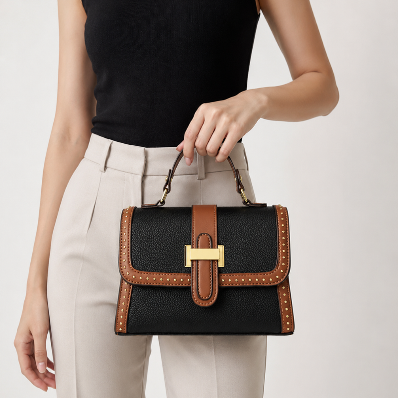Regal Studded Flap Handbag