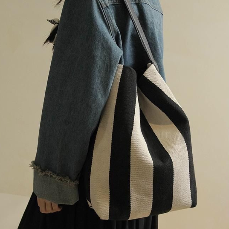 Monochrome Stripe Women’s Shoulder Bag