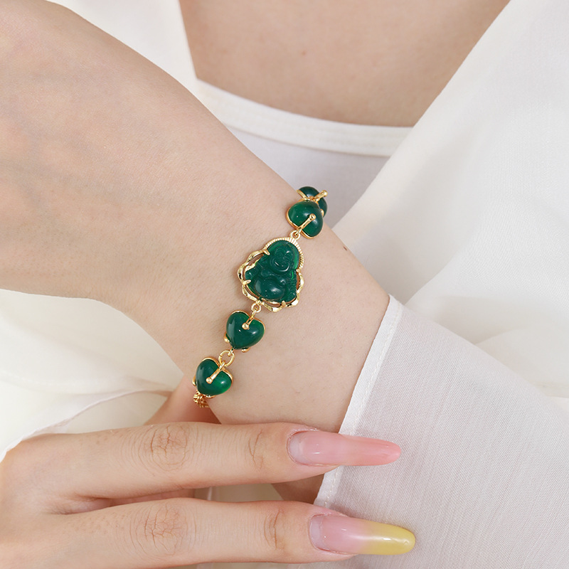 Emerald Heart Gold Plated Bracelet