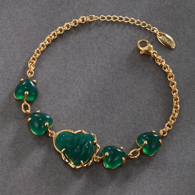 Emerald Heart Gold Plated Bracelet