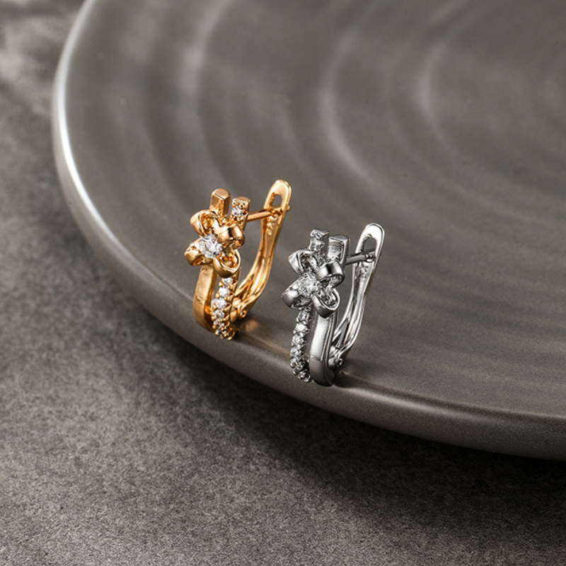 Elegant Zircon Flower Earrings