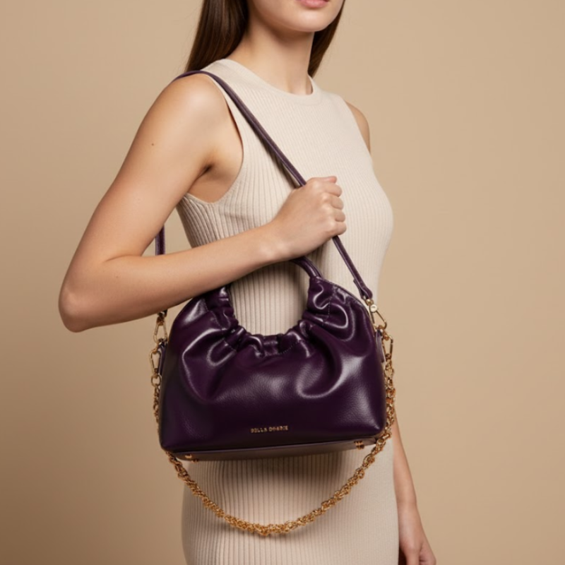 Pleated Chain Dumpling Handbag