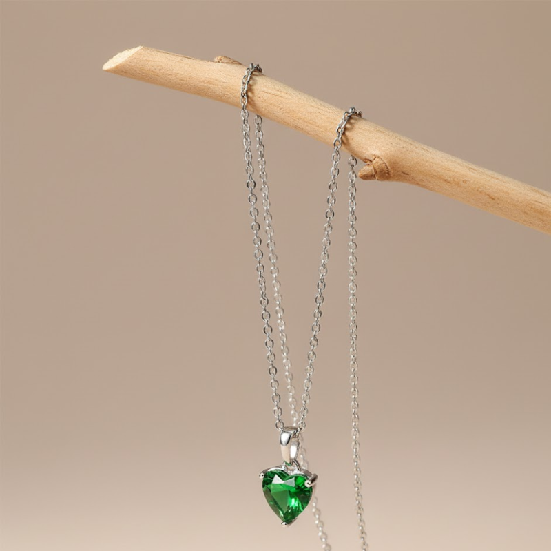 Colorful Gemstone Heart Clavicle Necklace