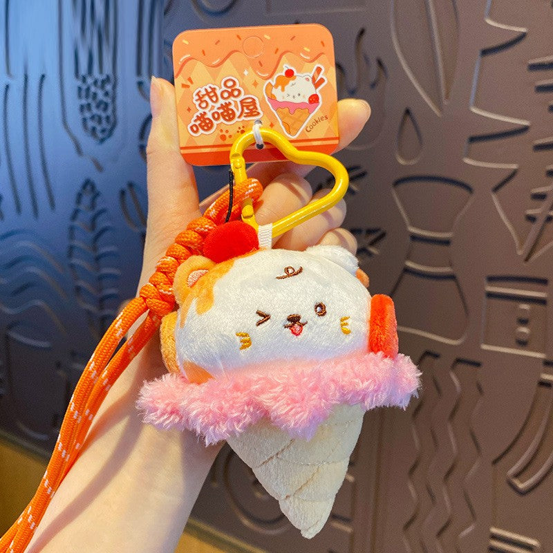 Ice Cream Cat Plush Bag Charm