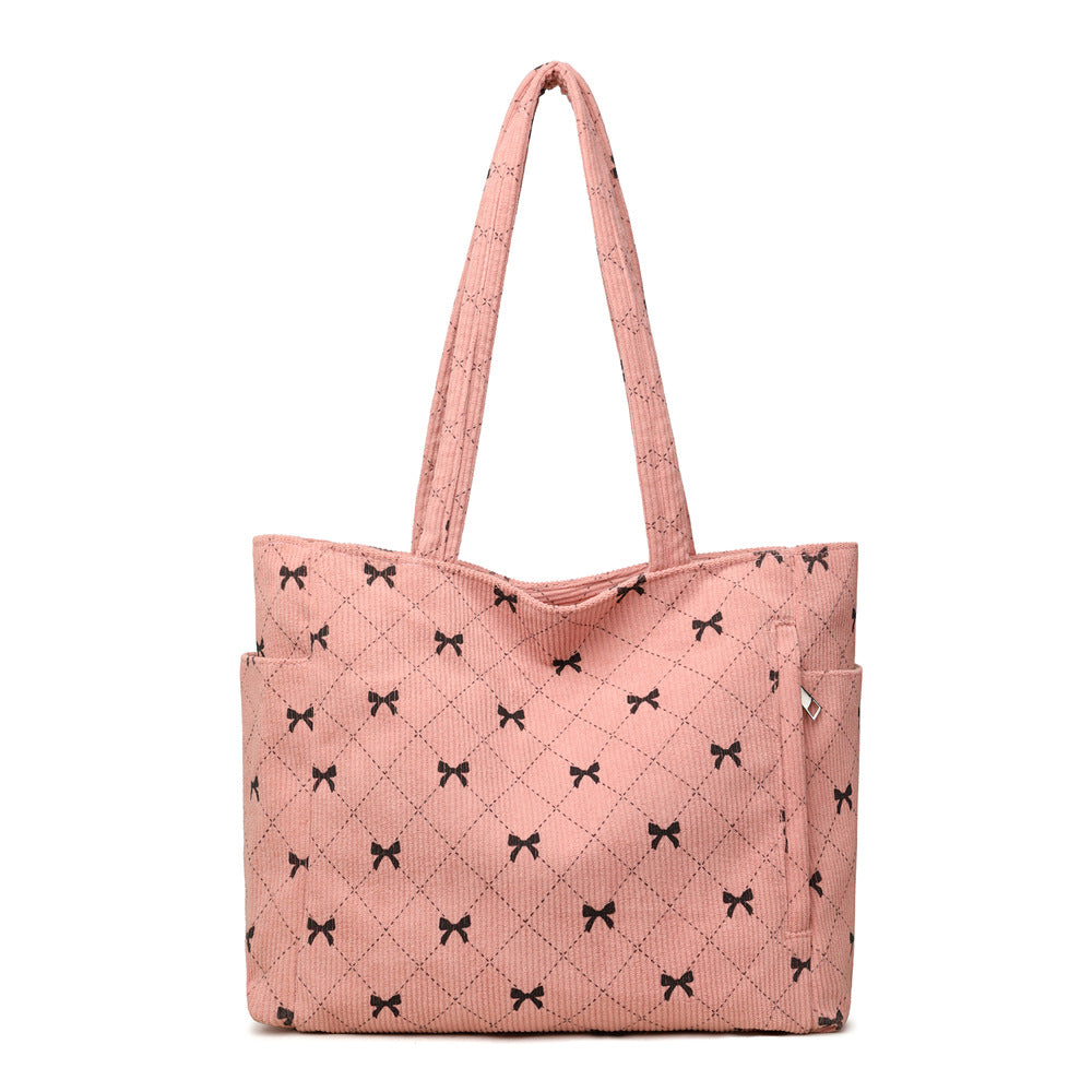 Quilted Bow Pattern Tote Bag