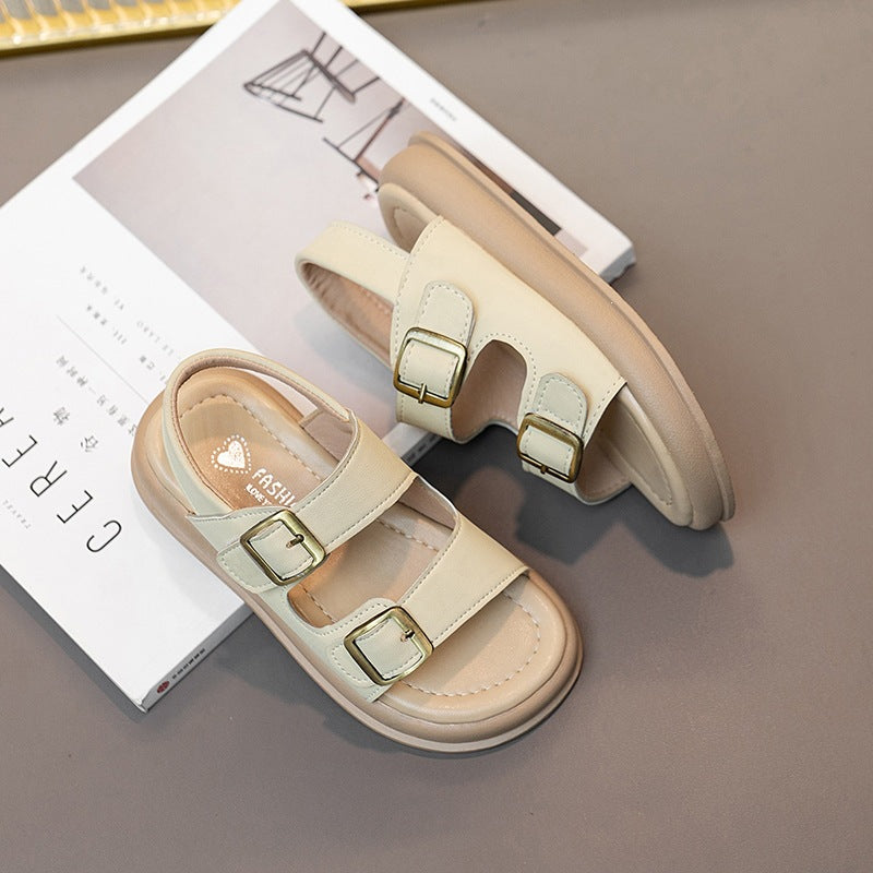 Women's Comfortable Dual-Strap Sandals with Buckle Detail
