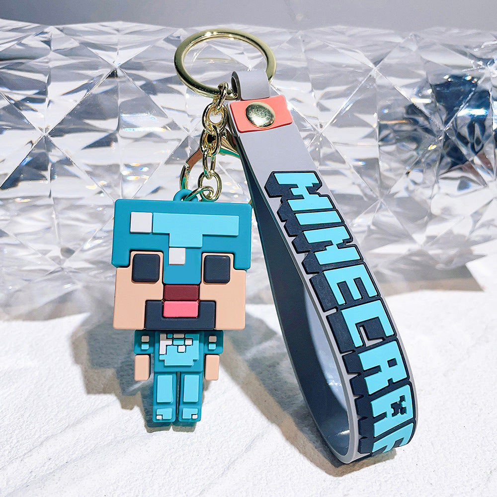 Cartoon Building Block Doll Keychain