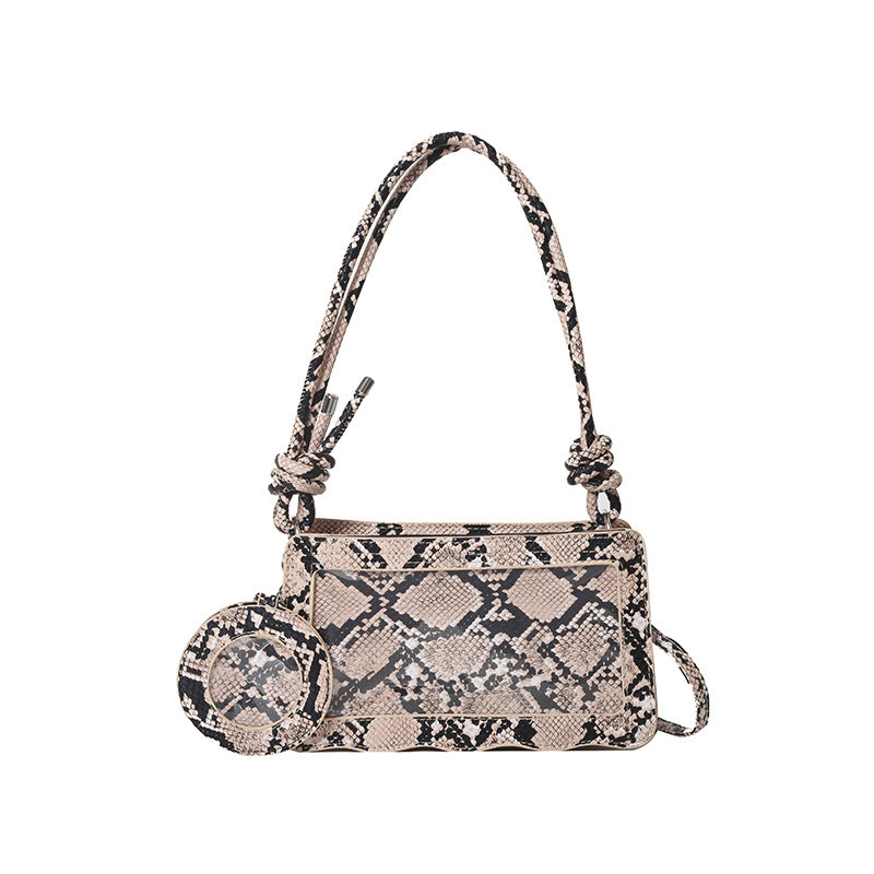 Serpent Embossed Shoulder Bag