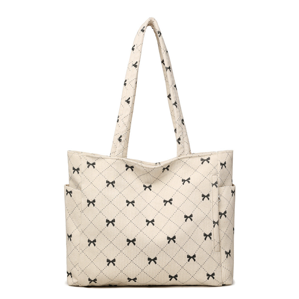 Quilted Bow Pattern Tote Bag