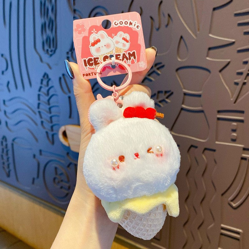 Fluffy Ice Cream Cone Bag Charm