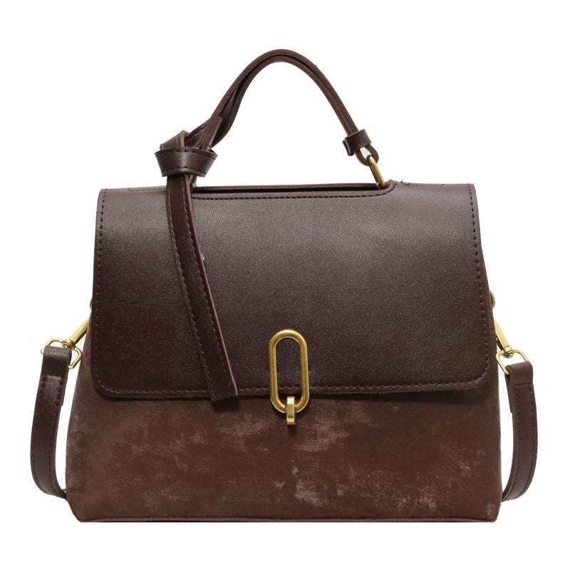 Retro Gold Clasp Messenger Handbag
