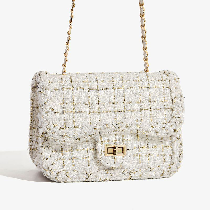 French Style Plaid Chain Crossbody Bag