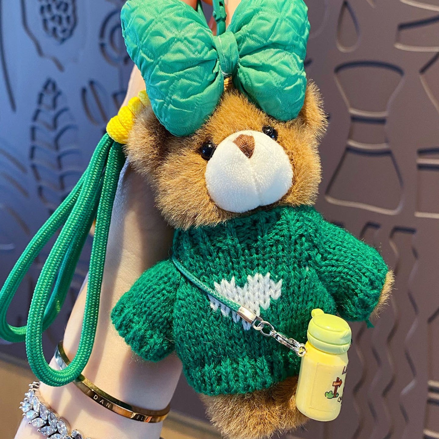 Plush Bear Crossbody Cup Holder Bag Charm