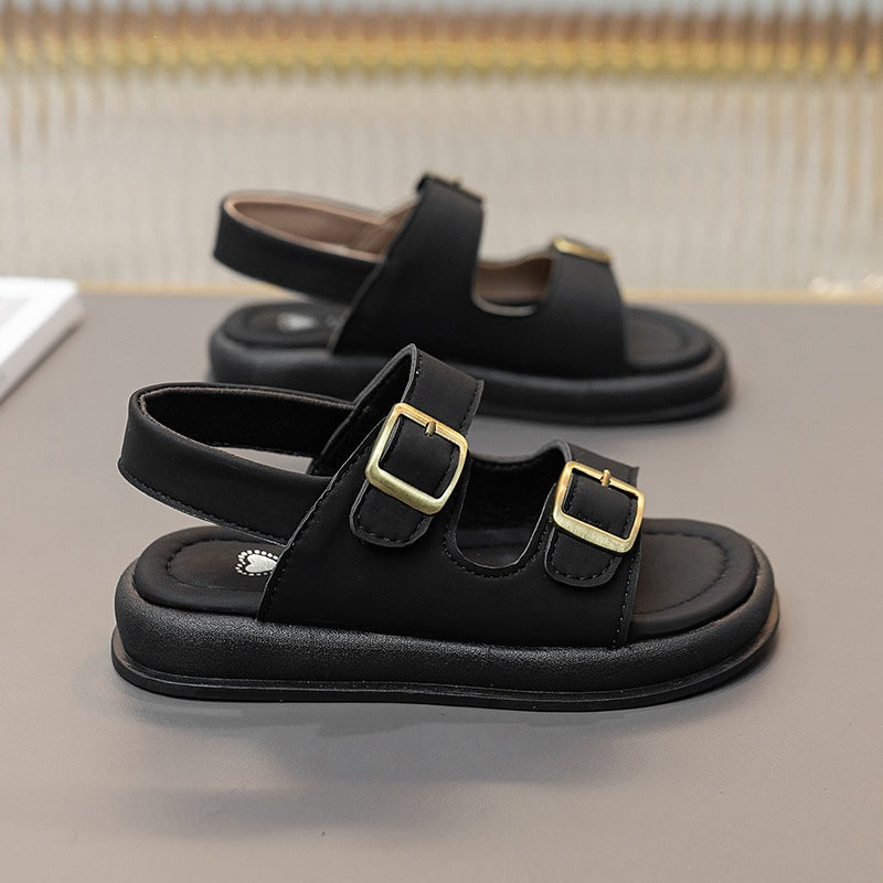 Women's Comfortable Dual-Strap Sandals with Buckle Detail