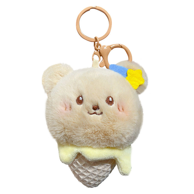 Fluffy Ice Cream Cone Bag Charm