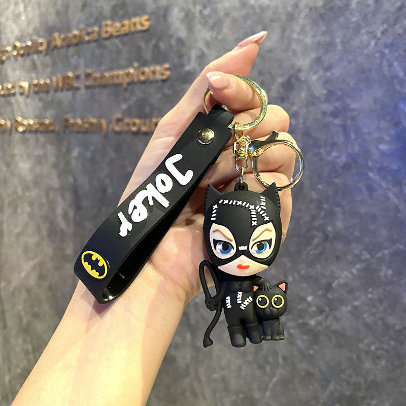 Cute Joker and Batman Cartoon Keychain
