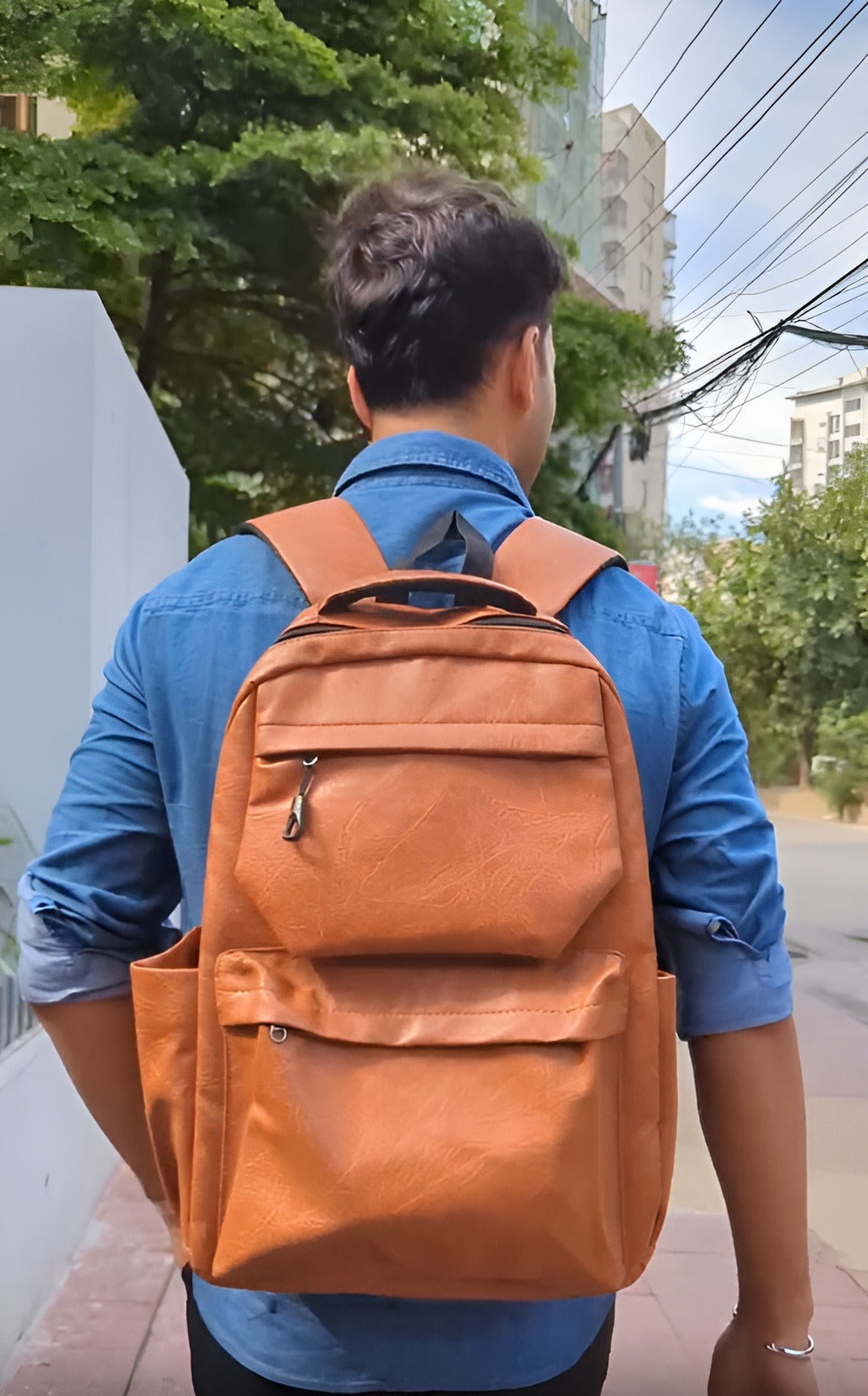 Style PU Leather Fashion Mens Backpack