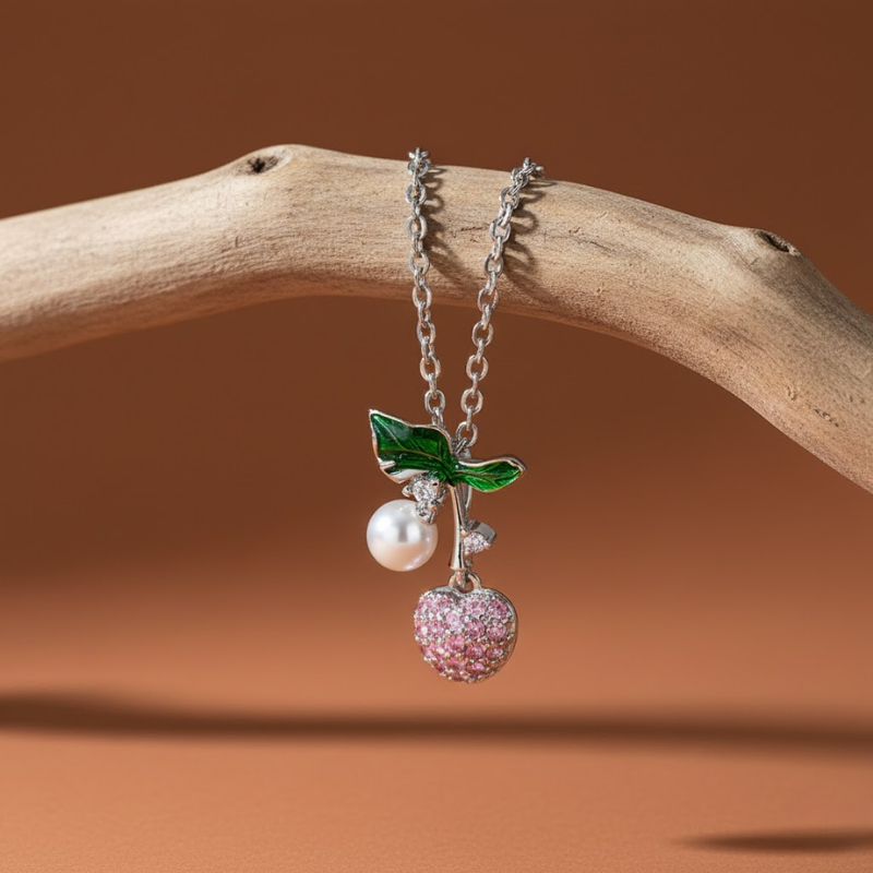 Cherry Zircon Clavicle Necklace
