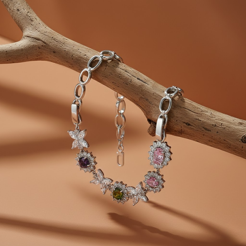 White Zircon Butterfly Bracelet