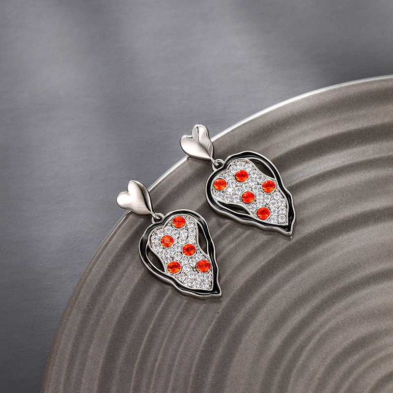 White Zircon Heart Earrings