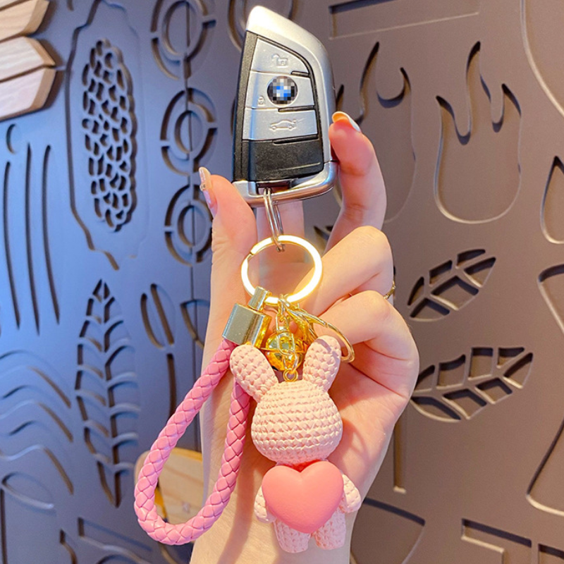 Heart Rabbit Resin Bag Charm