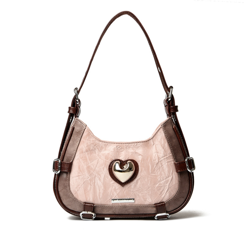 Diamond Heart Crescent Shoulder Bag