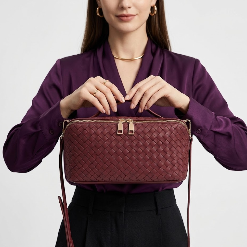 Weave Square Cosmetic Handbag