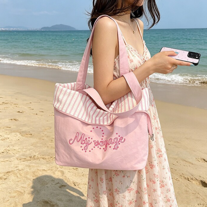 Modern Denim Embroidered Tote Bag