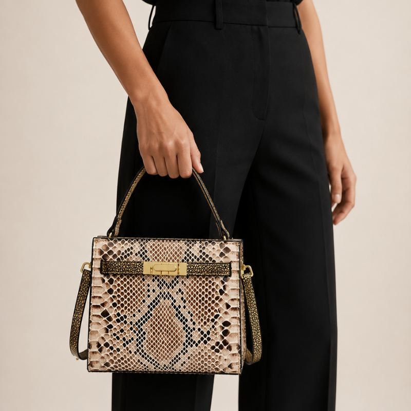 Serpentine Clasp Handbag