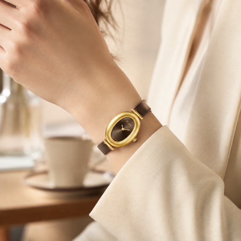 Oval Elegance Leather Watch