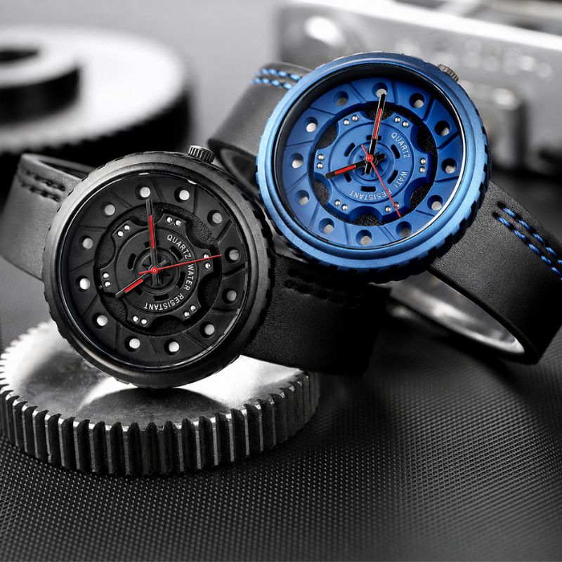 Gear Dial Leather Watch