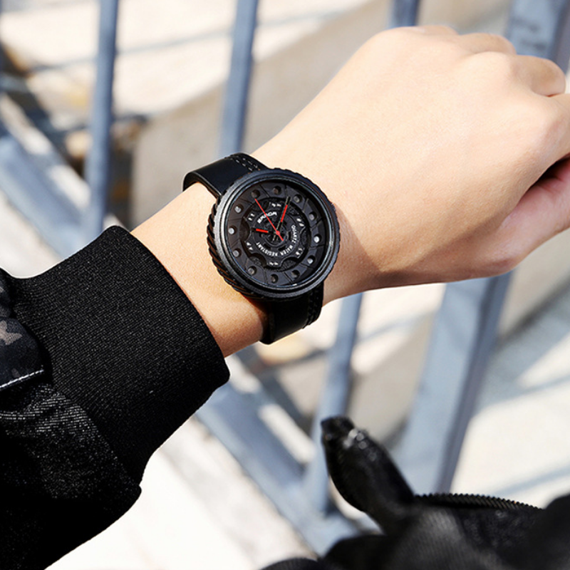 Gear Dial Leather Watch