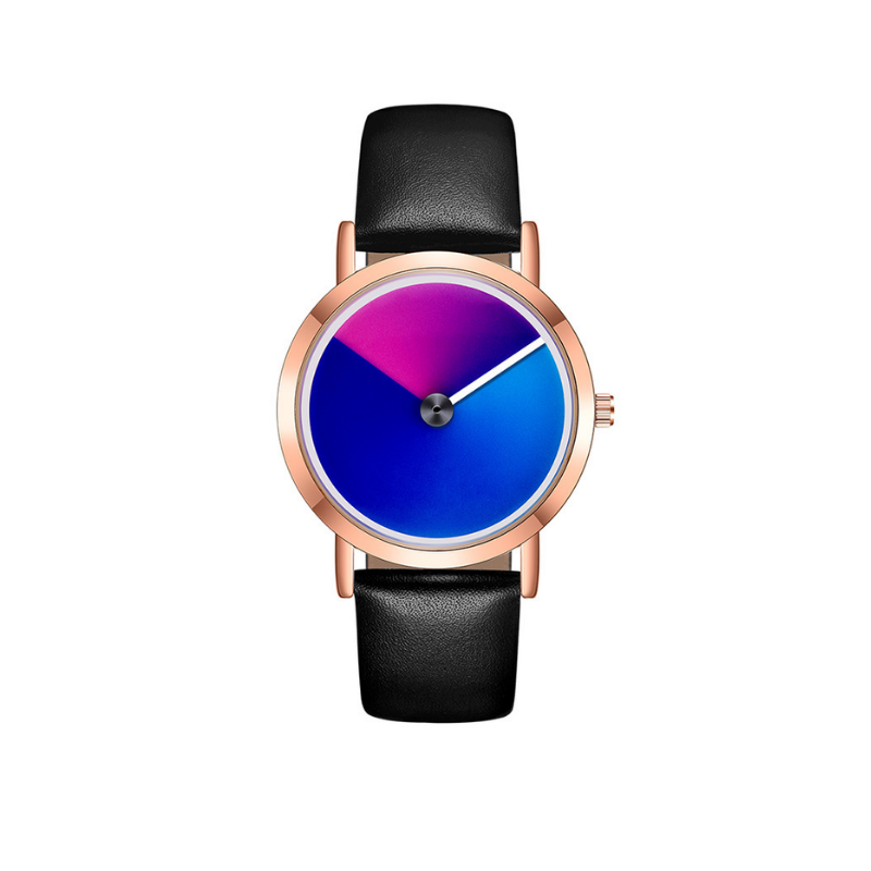 Gradient Dial Leather Watch