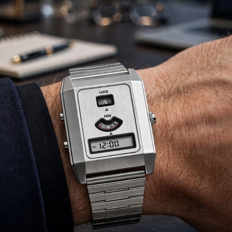 Golden Retro Digital Men’s Watch