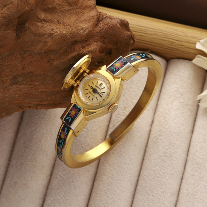 Floral Secret Flip Bracelet Watch