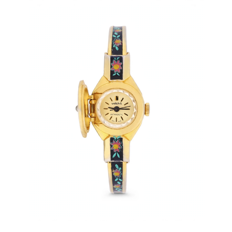 Floral Secret Flip Bracelet Watch