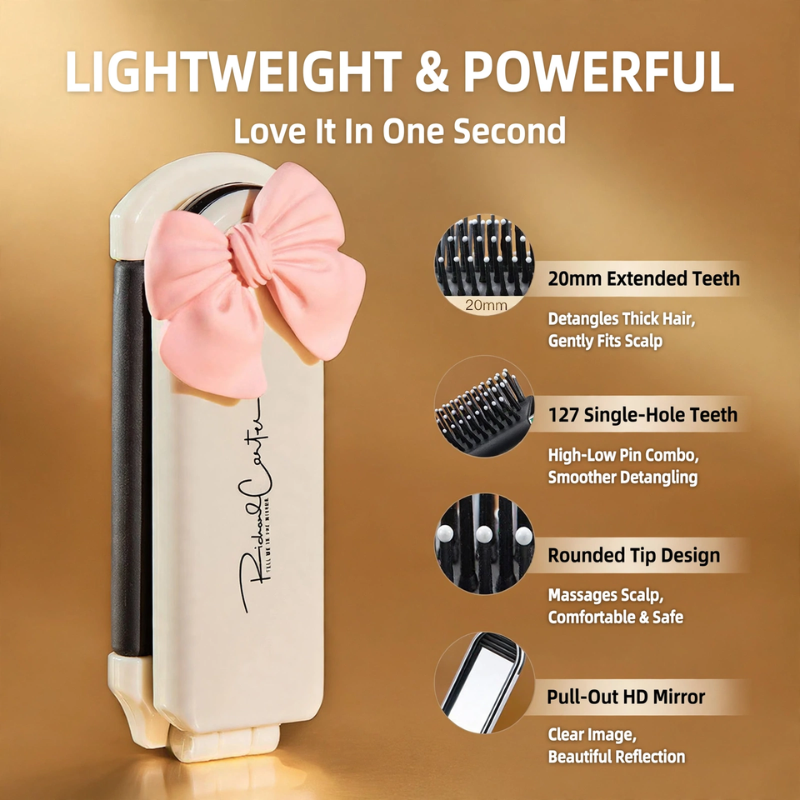Bow Pocket Folding Hairbrush