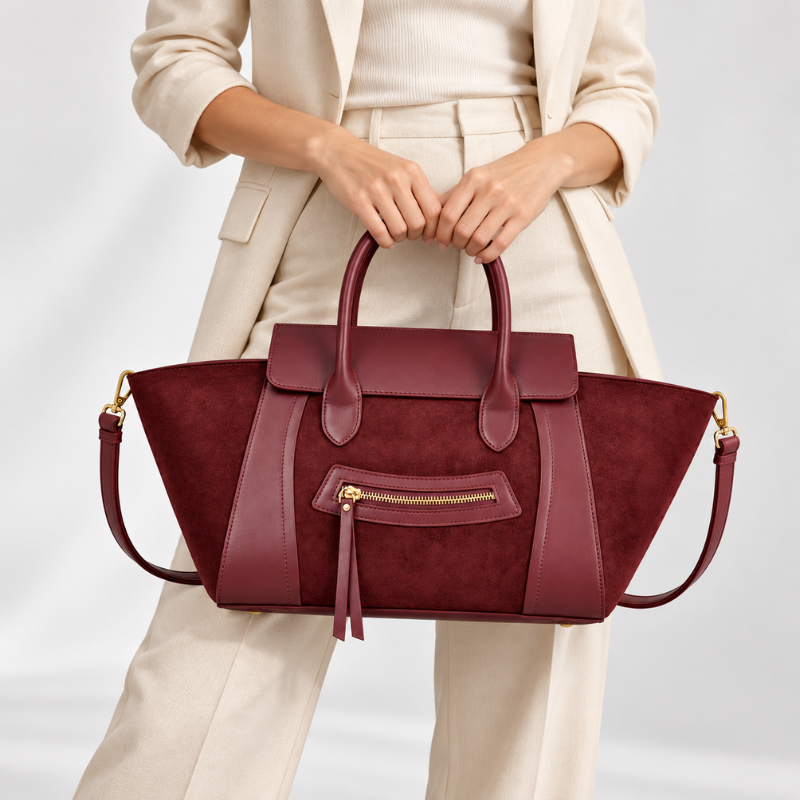 Suede Luxe Commuter Handbag